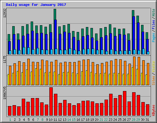 Daily usage for January 2017