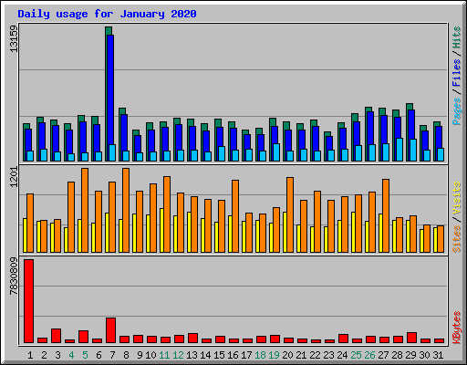 Daily usage for January 2020