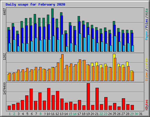 Daily usage for February 2020